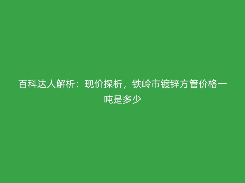 百科達人解析：現價探析，鐵嶺市鍍鋅方管價格一噸是多少