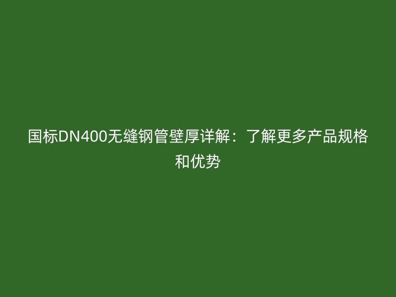 國標DN400無縫鋼管壁厚詳解：了解更多產品規格和優勢