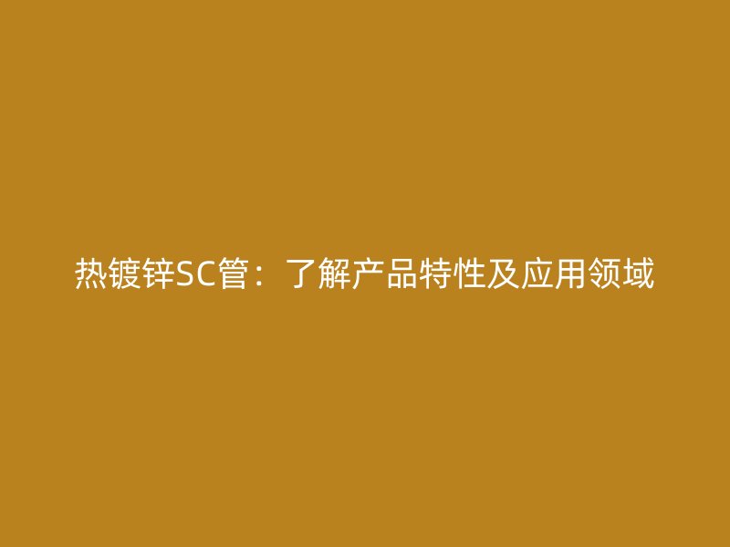熱鍍鋅SC管:了解產品特性及應用領域
